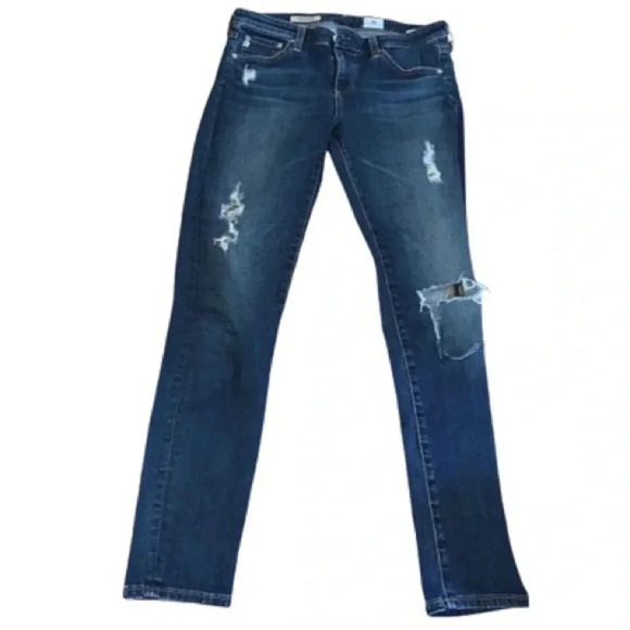 AG Adriano Goldschmied Low Rise Skinny Distressed Frayed Ankle Jeans Size 28 - Picture 1 of 4